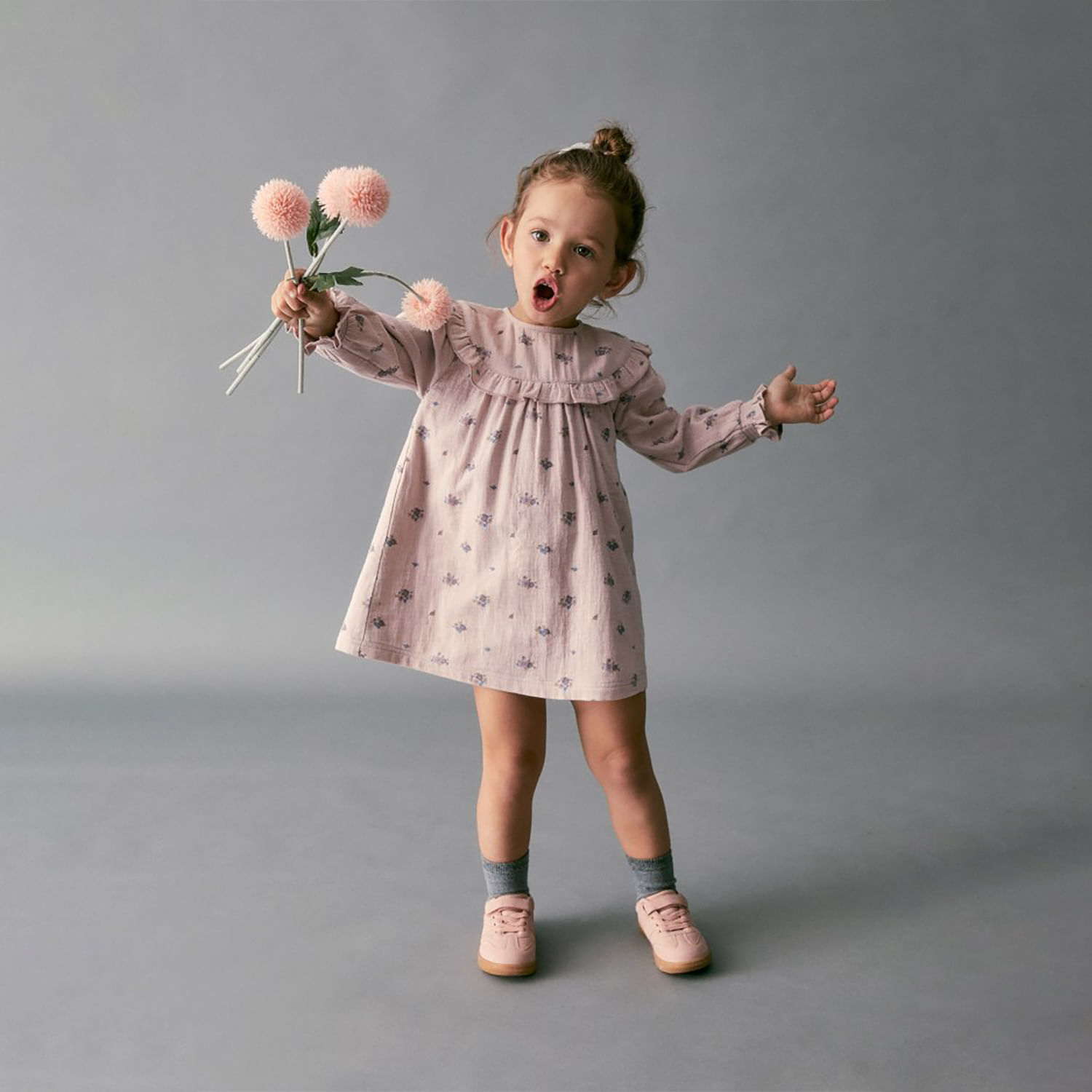 Vestido Bebé Niña Sfera Bambula Aop Flores Lila