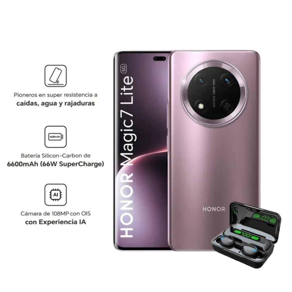 Celular Honor Magic 7 Lite 8+8 Ram-256Gb Color Lavander+Audifonos de Regalo Celular Honor Magic 7 Lite 8Y8 Ram-256Gb Color Lavander CON Audifonos de Regalo Celular Honor Magic 7 Lite 8+8 Ram-256Gb Color Lavander+Audifonos de Regalo Celular Honor Magic 7 Lite 8Y8 Ram-256Gb Color Lavander CON Audifonos de Regalo
