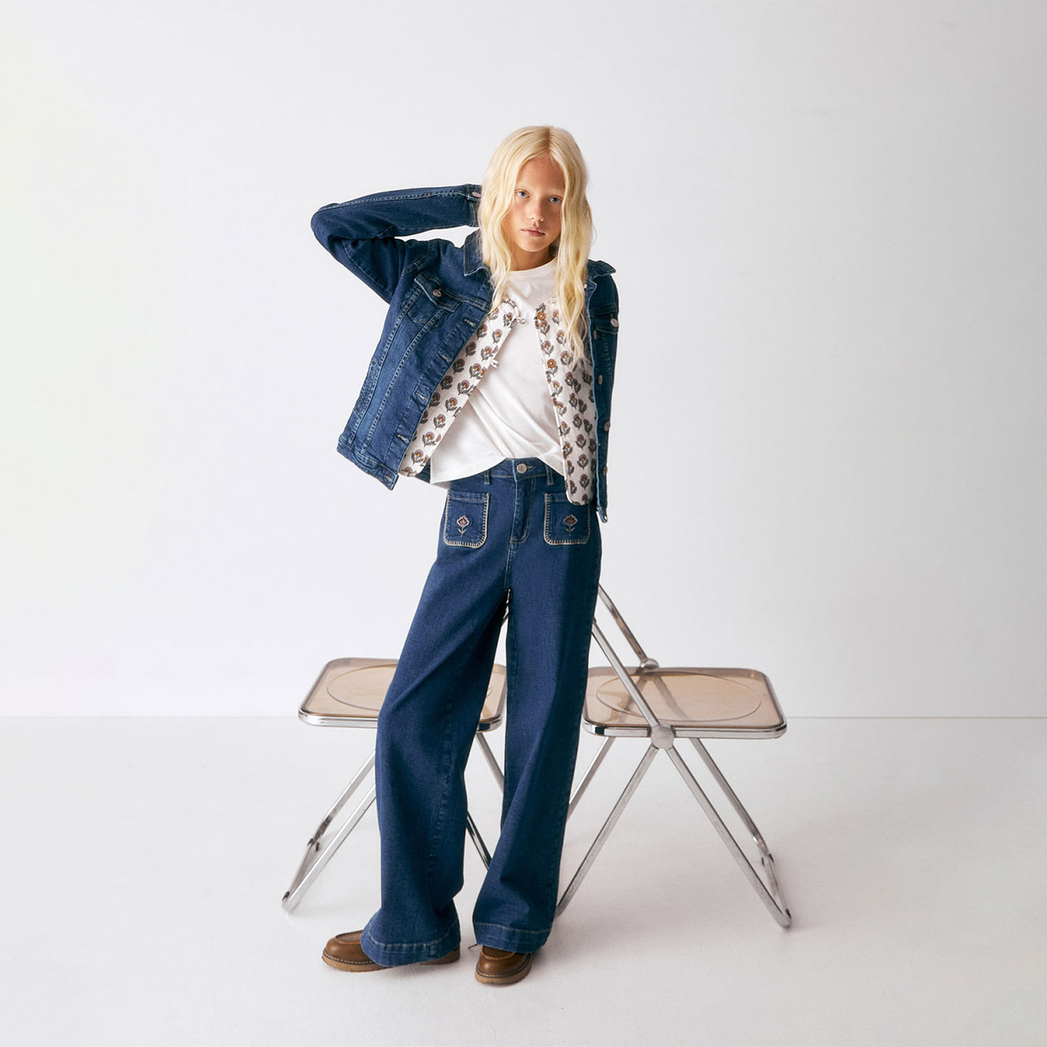 Jean Niña Sfera Marine Bordado Bolsillo Azul