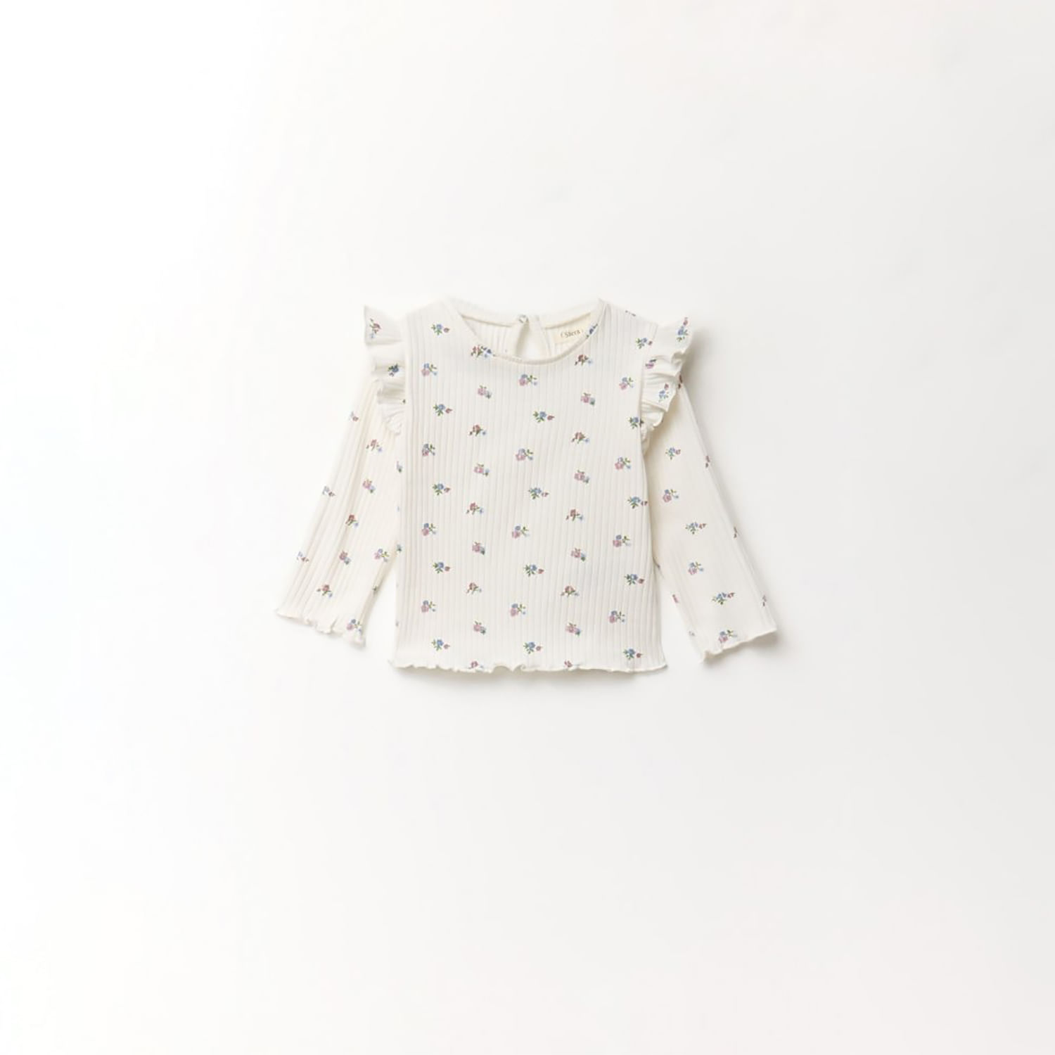 Polo Bebé Niña Sfera Rib Aop Flores Blanco