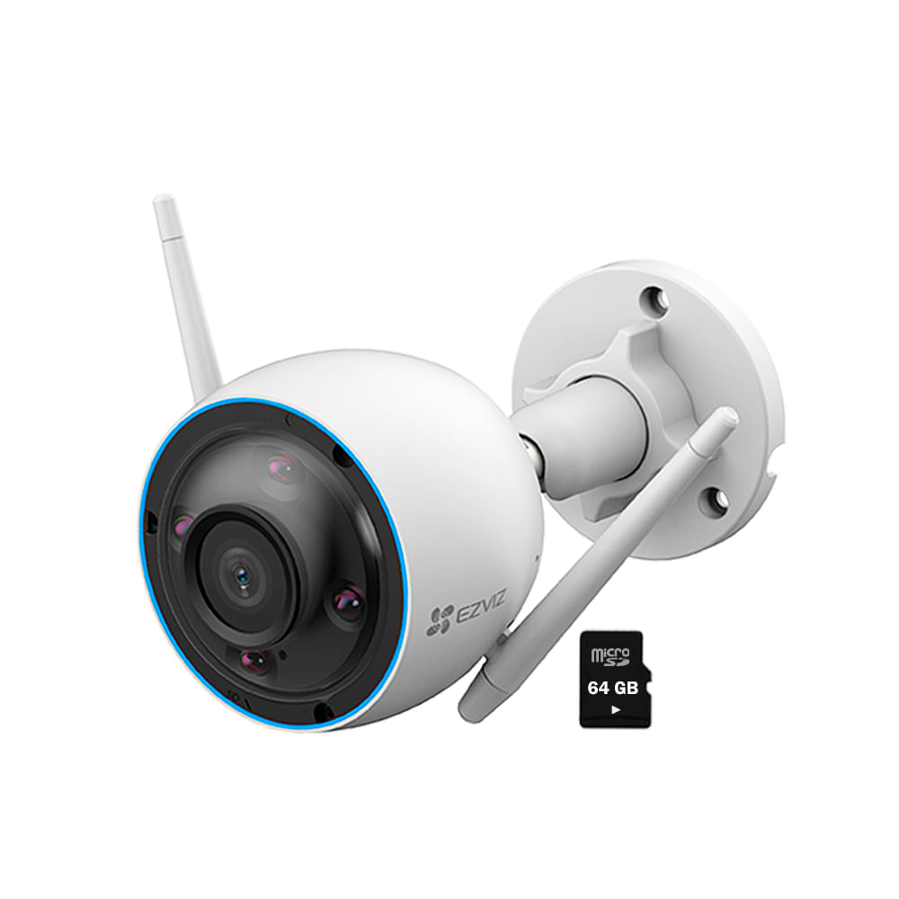 Cámara Seguridad Wifi Exterior H3 2K 3MP Ezviz Visión Noche - SD 64GB Cámara Seguridad Wifi Exterior H3 2K 3MP Ezviz Visión Noche - SD 64GB