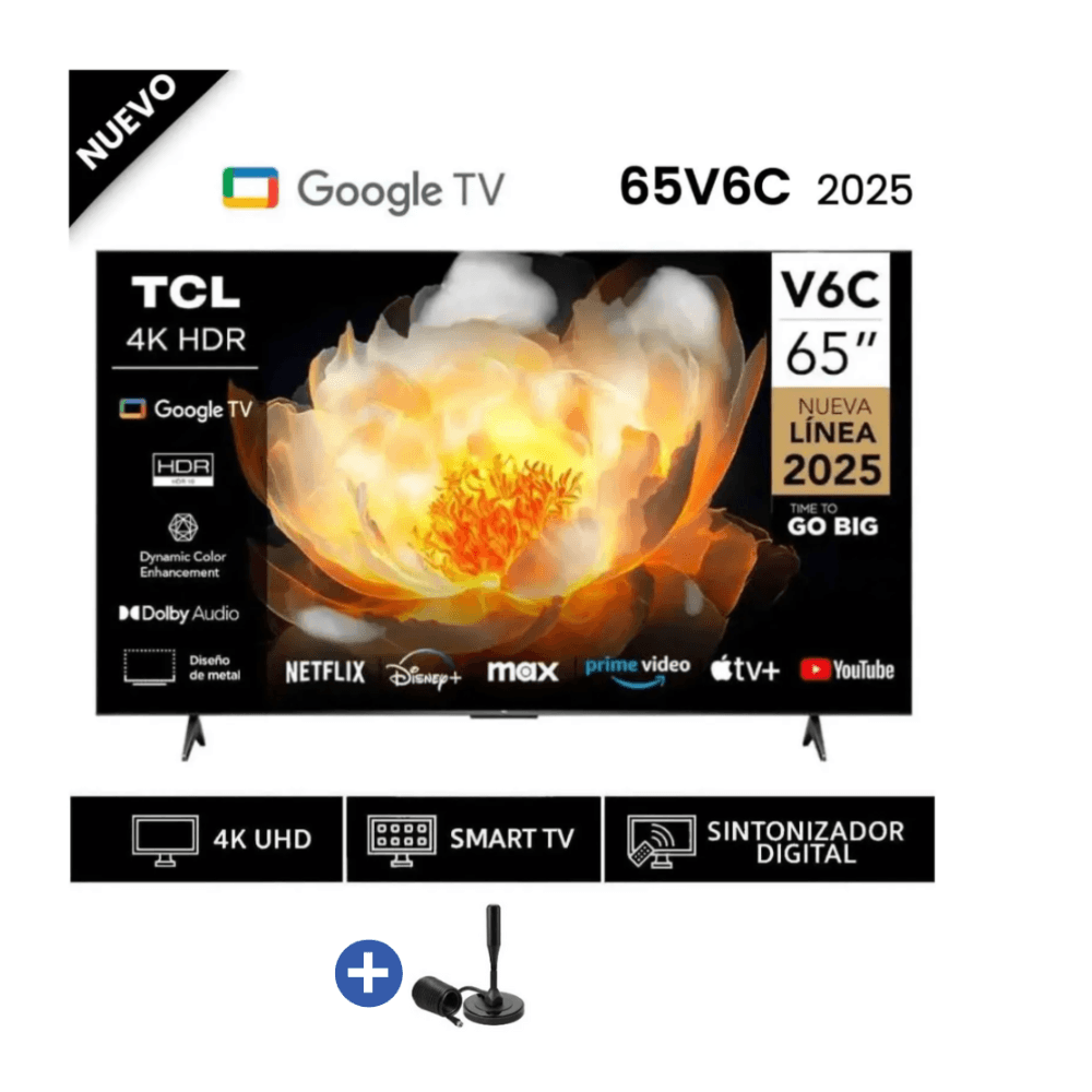 Televisor TCL LED 65 UHD 4K Smart TV 65V6C Con AntenaDigital