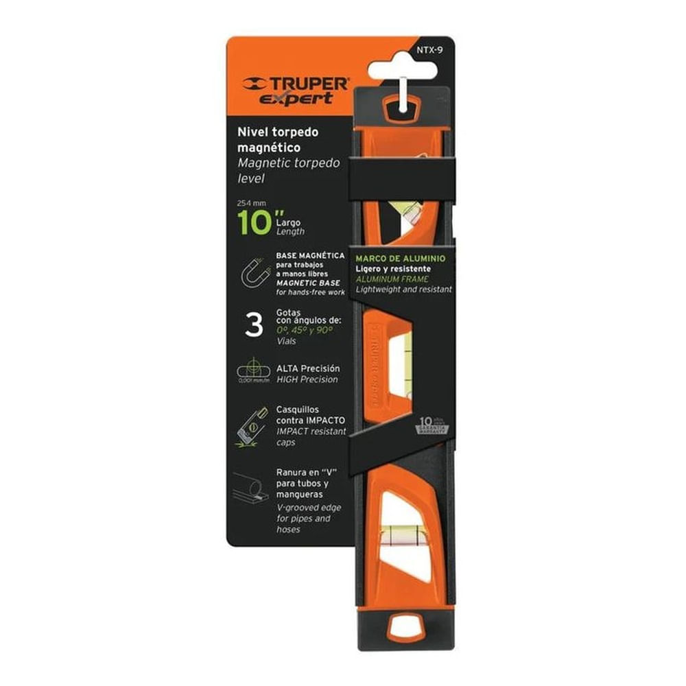 Nivel Torpedo 10  Magnético Cuerpo De Aluminio Truper - 17054