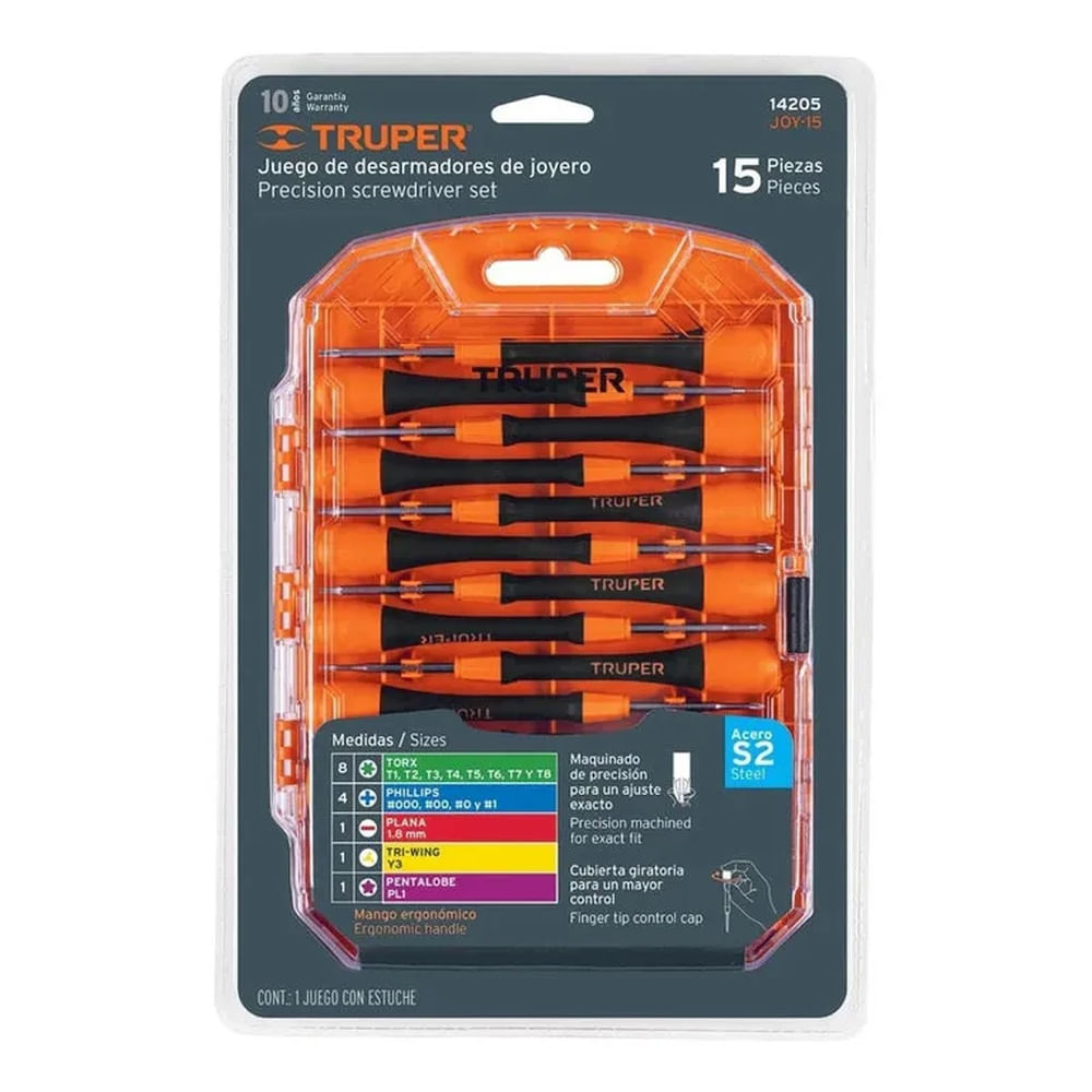 Juego Desarmadores Perilleros 15 Piezas Truper 14205