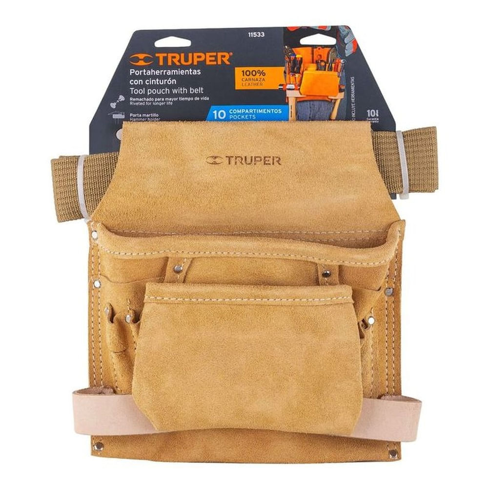 Cinturón portaherramientas de carnaza 6 compartimentos Truper - 11533