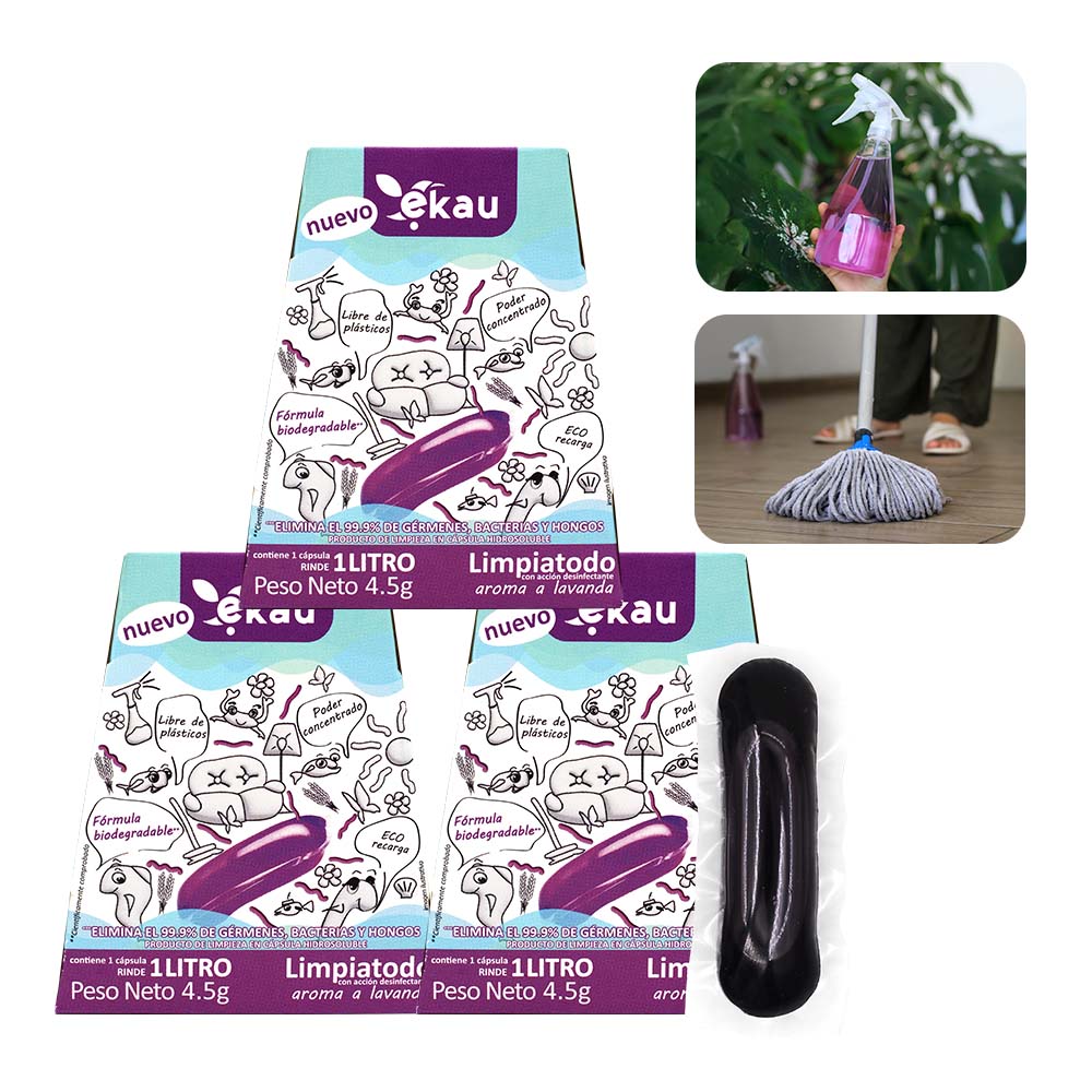 Tripack Limpiatodo En Cápsula Ekau Con Aroma A Lavanda