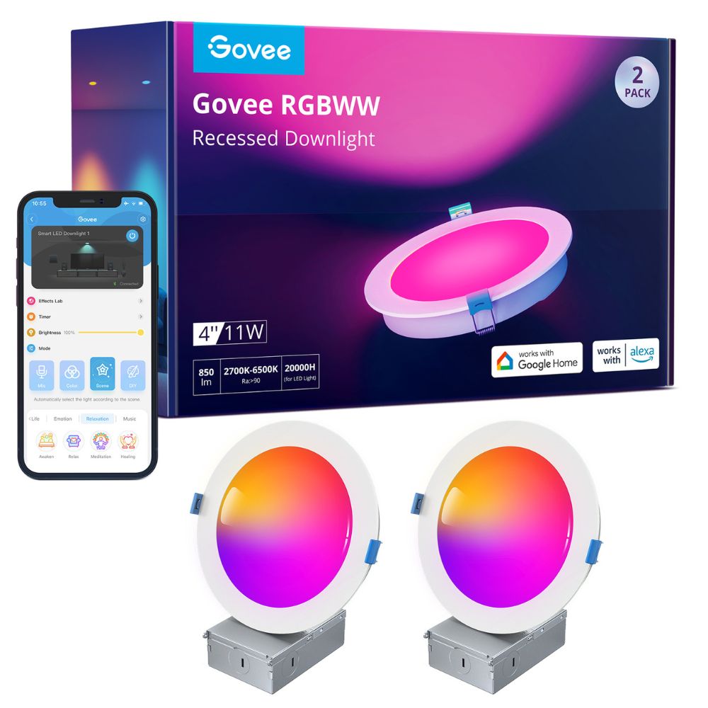 Dicroico Inteligente Downlight 4 Govee Rgbww Wifi - Bluetooth -Alexa Pack X2 Empotrable