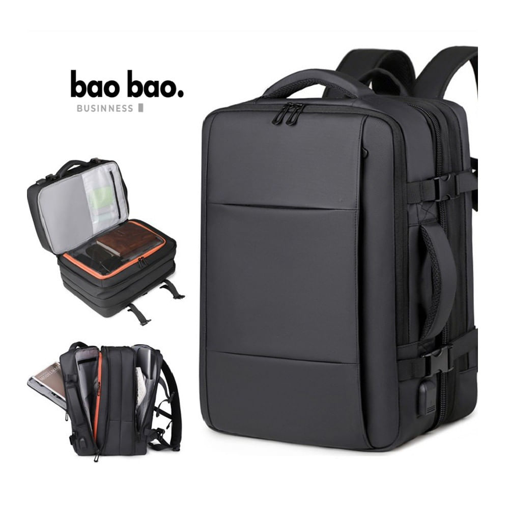 MOCHILA EJECUTIVA GRANDE PARA VIAJES PASEO MALETA IMPERMEABLE UNISEX EXPLANDIBLE DE 45L GRIS