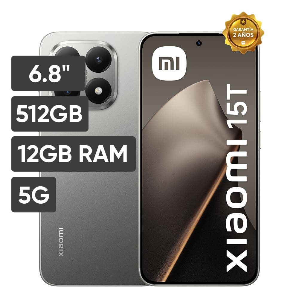Smartphone XIAOMI 15T 6.8"" 12GB 512GB Leica 50MP + 50MP + 12MP Gris