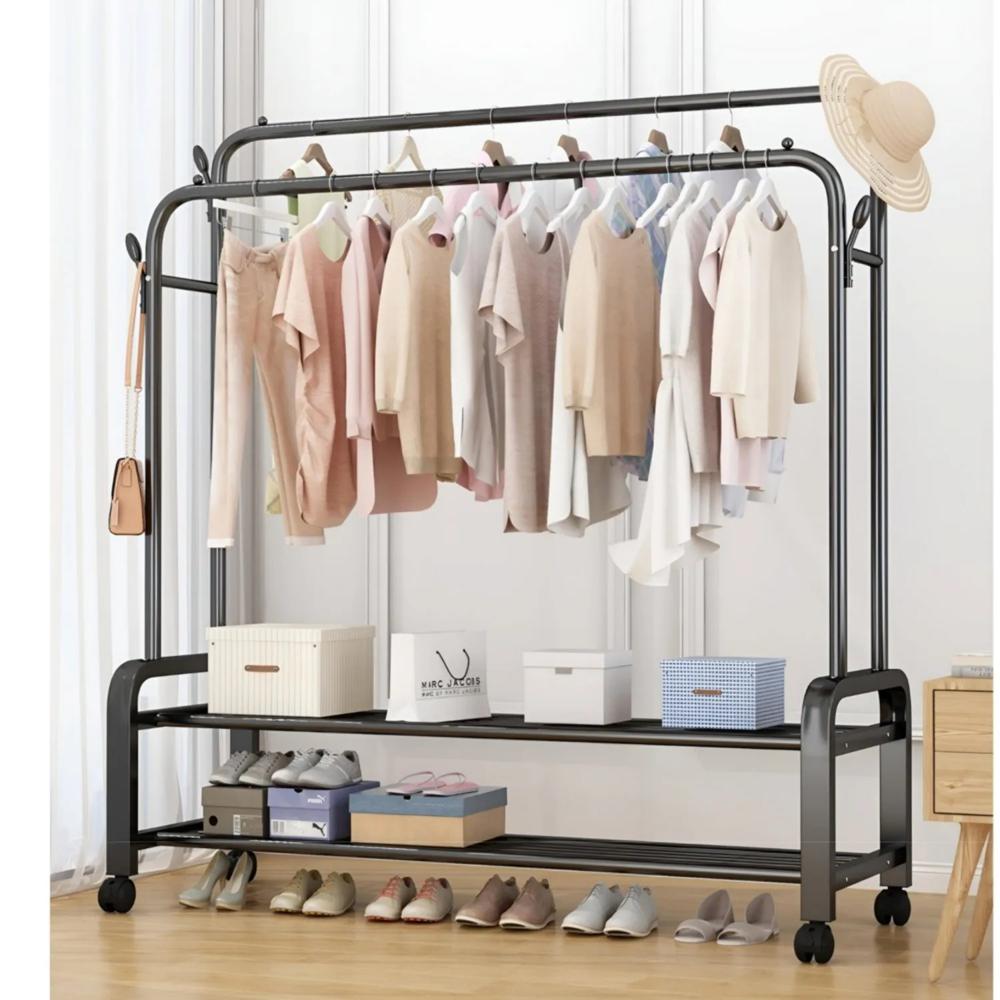 Estante Colgador Organizador Ropa Perchero 58kg Con Ruedas Negro