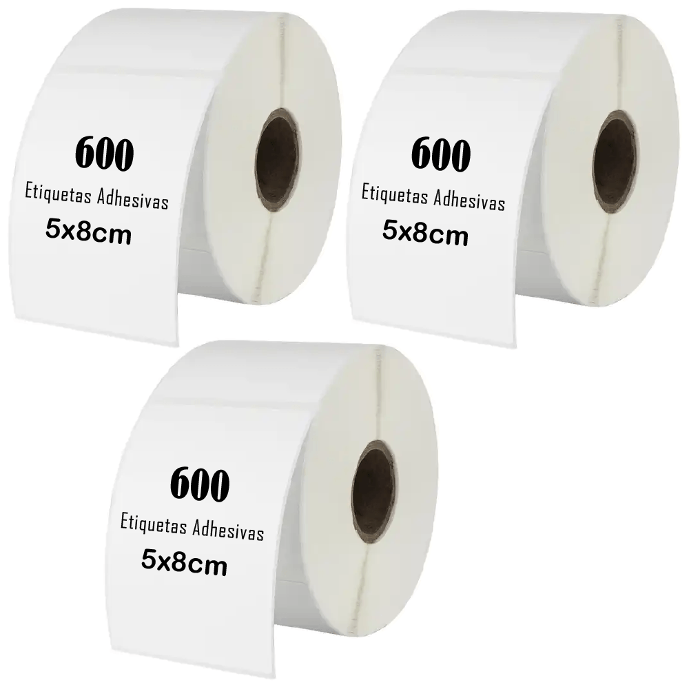 Etiqueta Termica Adhesiva 5x8cm Pack 3 Rollos