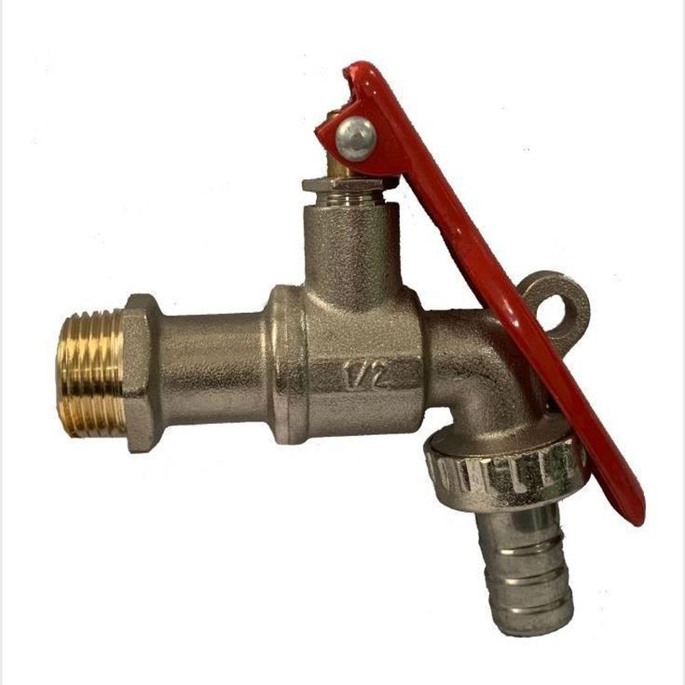 Llave Esférica Para Jardín 1/2" Con Seguro Pesada Valmax - Gris Roja GRIS