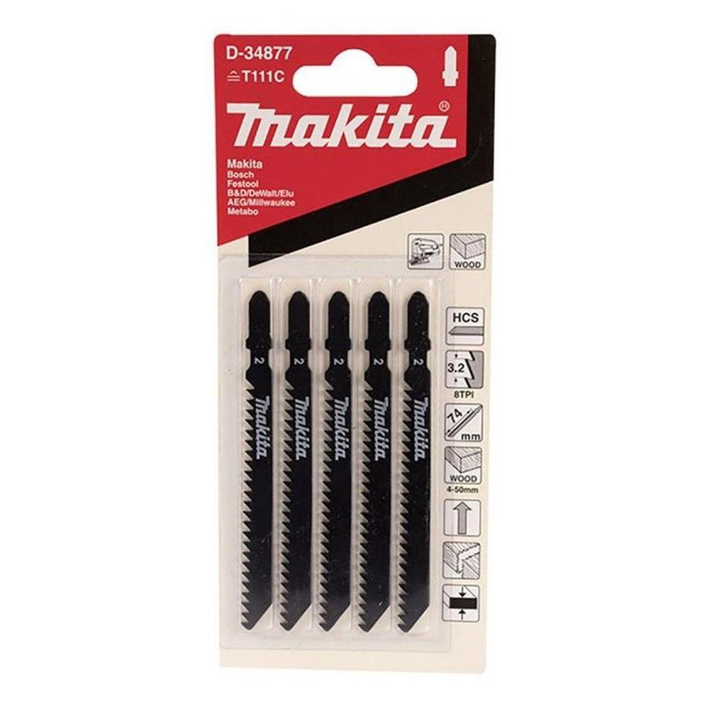 Sierra Para Calar Tipo ""T"" P/Madera x 5 pz Makita D-34877  -  Negro