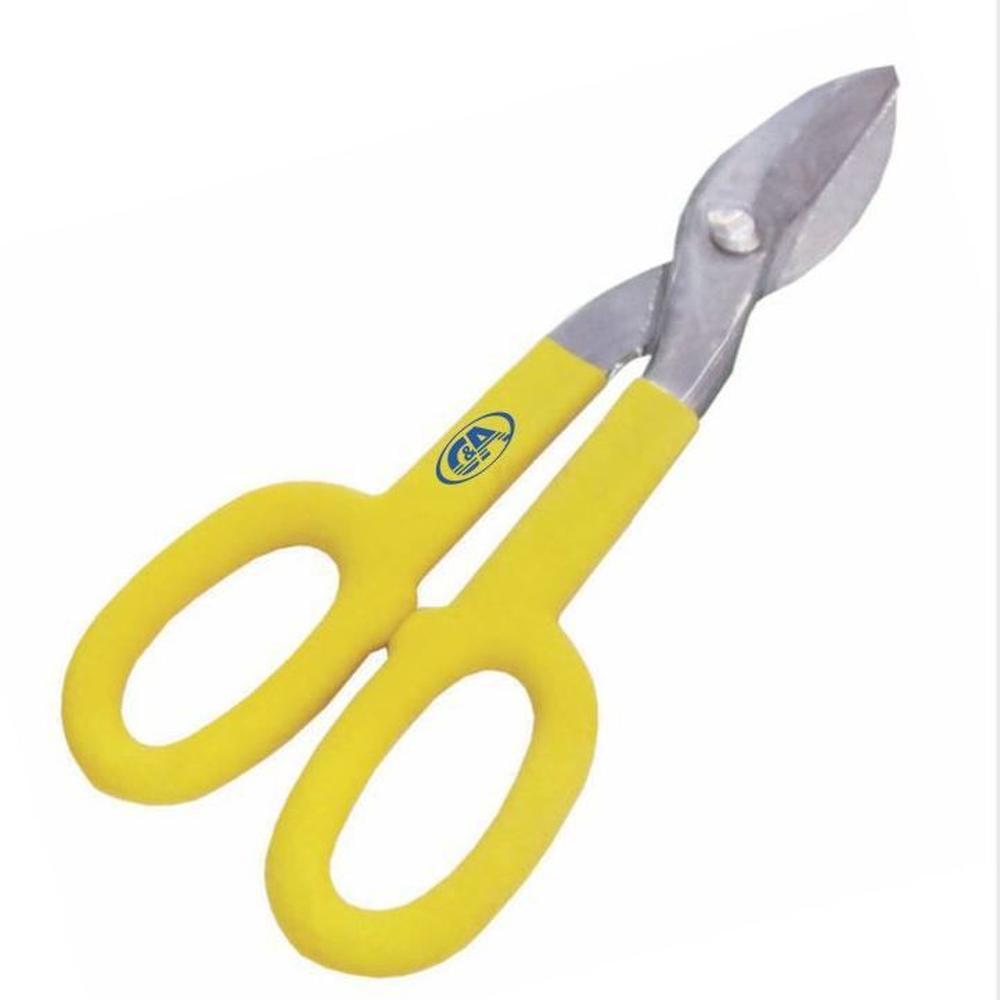 Tijera para Hojalatero 10"" C&A Mango Revestido - Amarillo