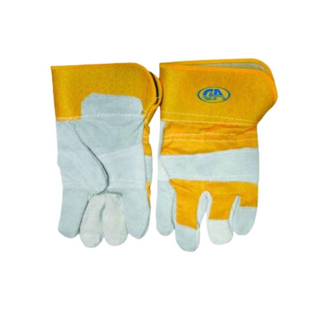 Guante de Cuero Reforzado C&A - Gris  Amarillo