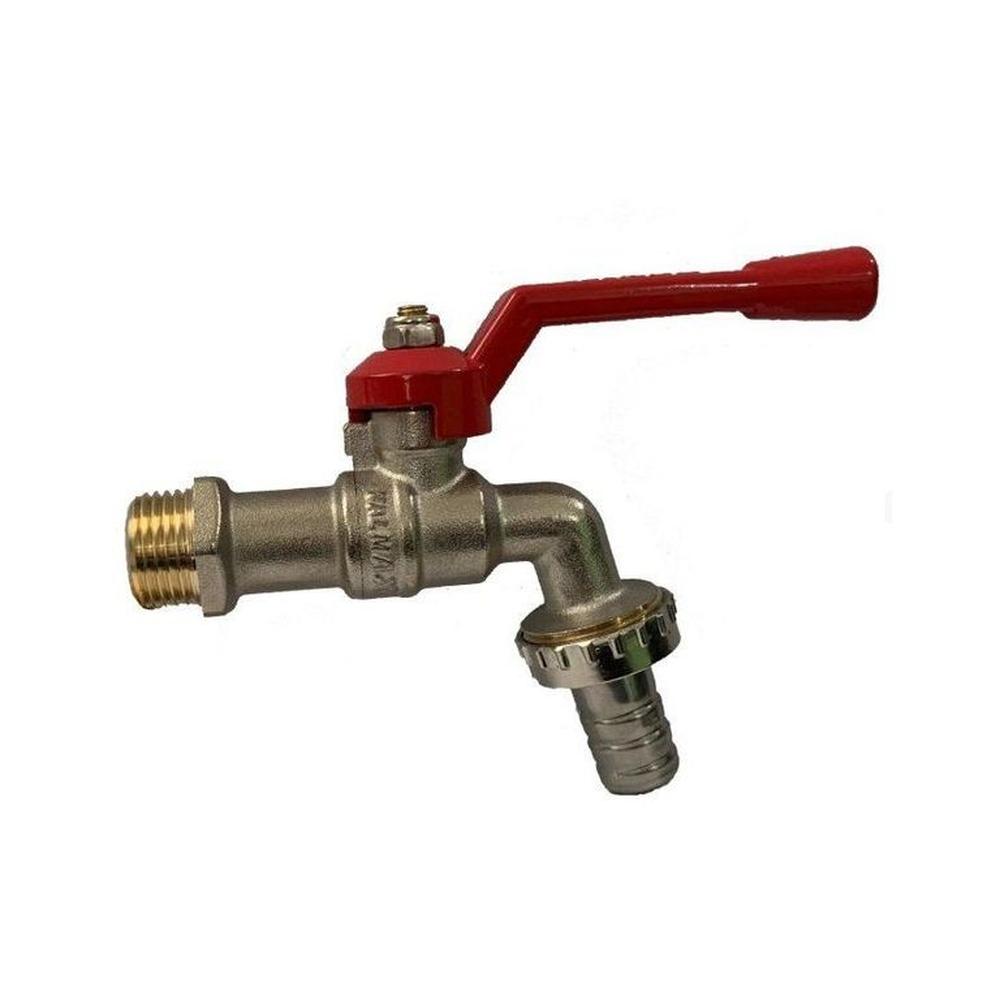 Llave Esférica Para Jardin de 12 Pesada Valmax Mango Rojo