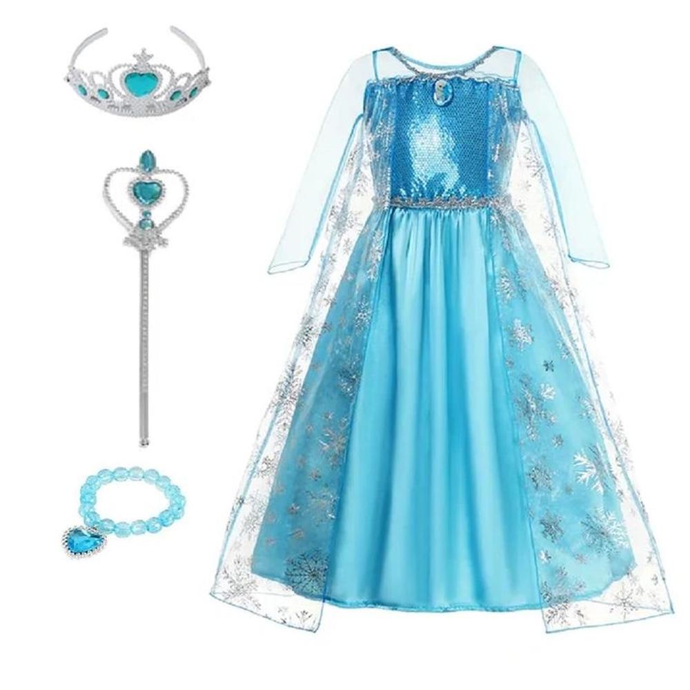 Disfraz Vestido Niña Princesa Celeste Accesorios Cumpleaños Genieka