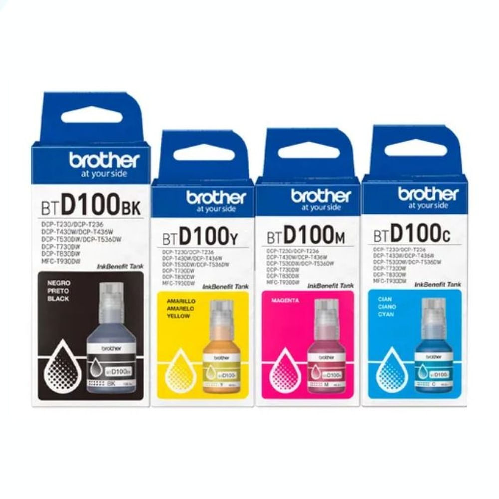 TINTAS BROTHER BTD100 PACK COMPLETO 4 UND