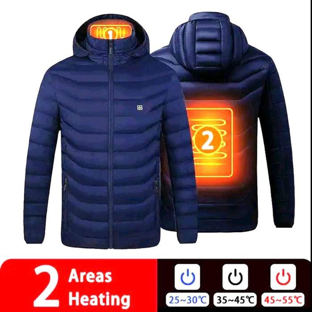 Casaca Térmica Calefactora Impermeable Hombre Azul Capucha Genieka