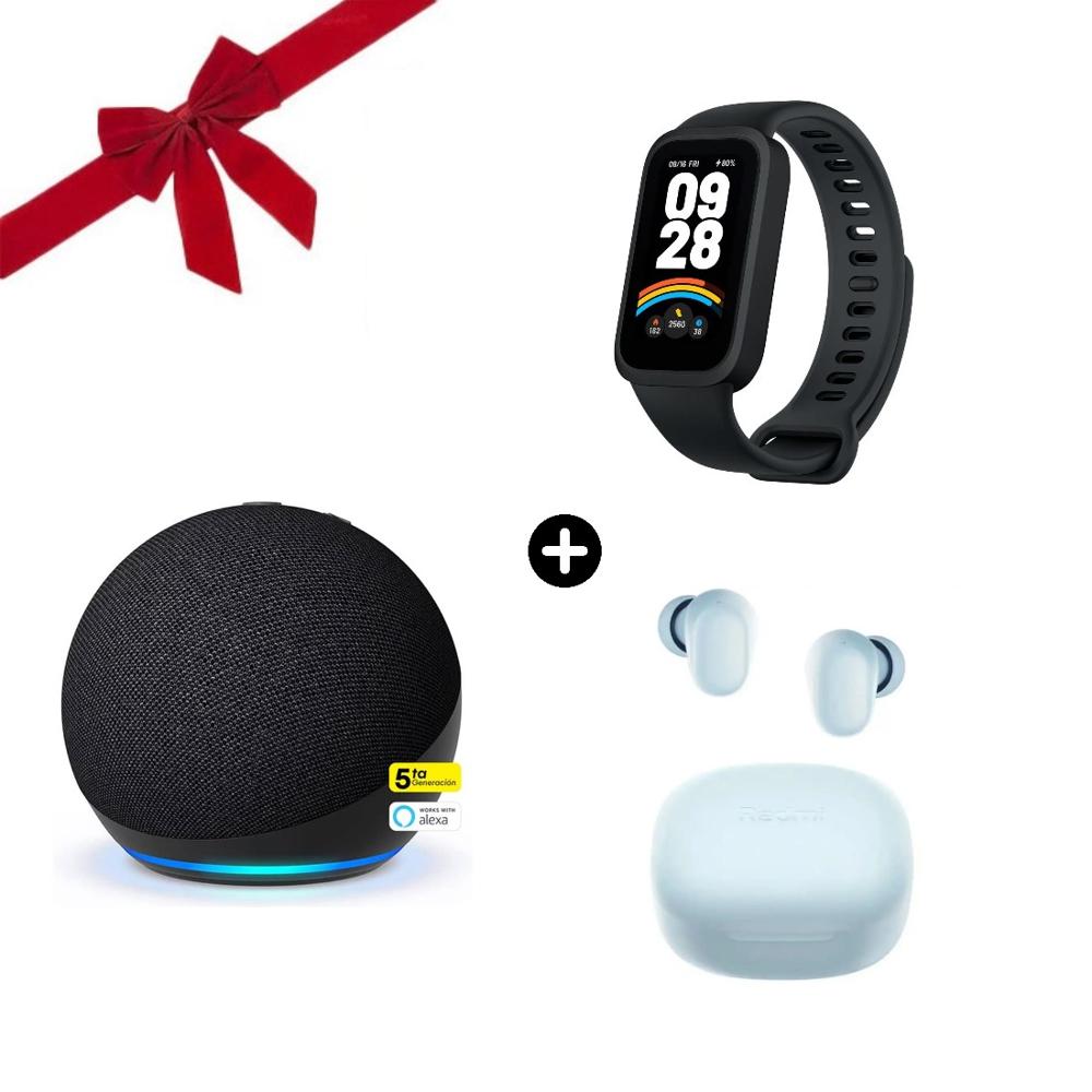 Amazon con Alexa EchoDot 5 más XIAOMI SmartBand 9 Active Negro más  Audífonos Xiaomi buds 6 playAzul