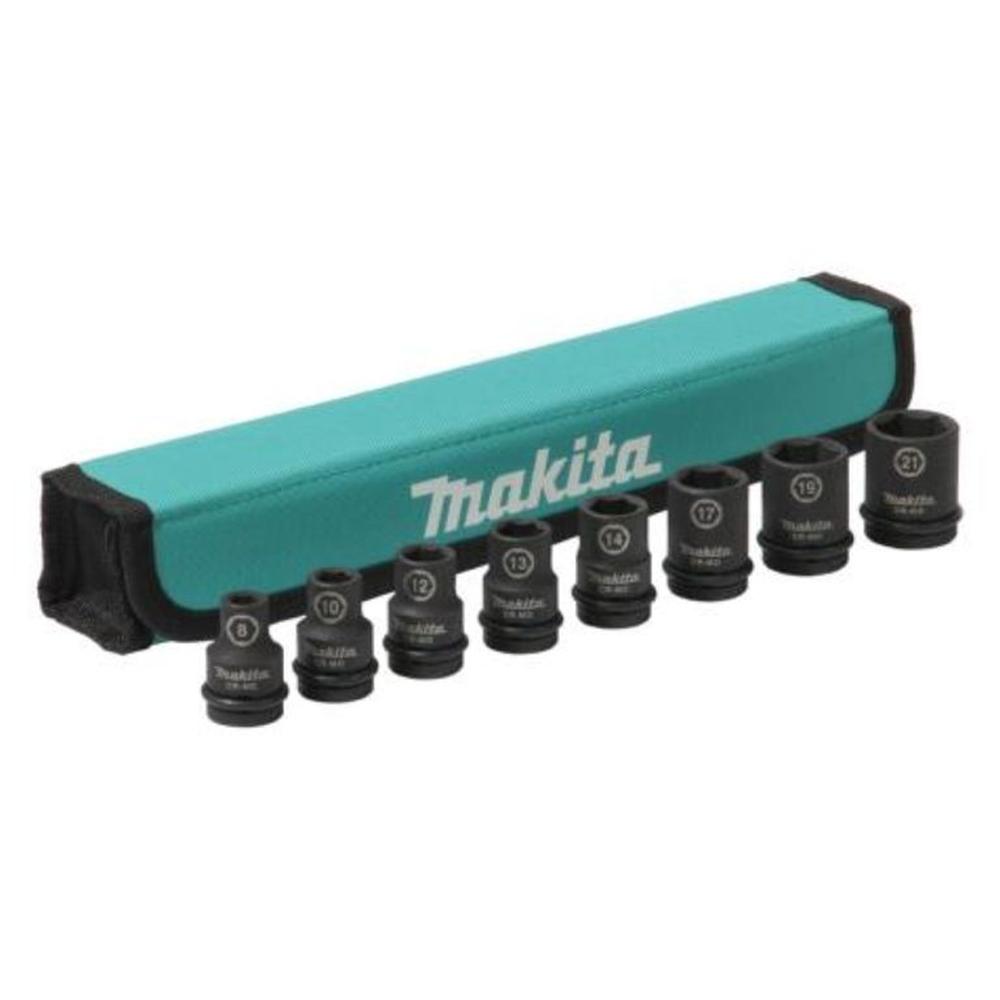 Jgo. Dados Impacto Encastre 1/2"" x 8 Pzas Makita E-16601