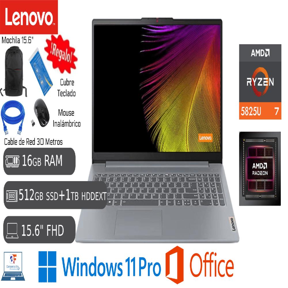 Lenovo Amd Ryzen 7 16GB RAM 512GB SSD  1TB HDD EXTERNO  MOCHILA  CABLE MOUSE