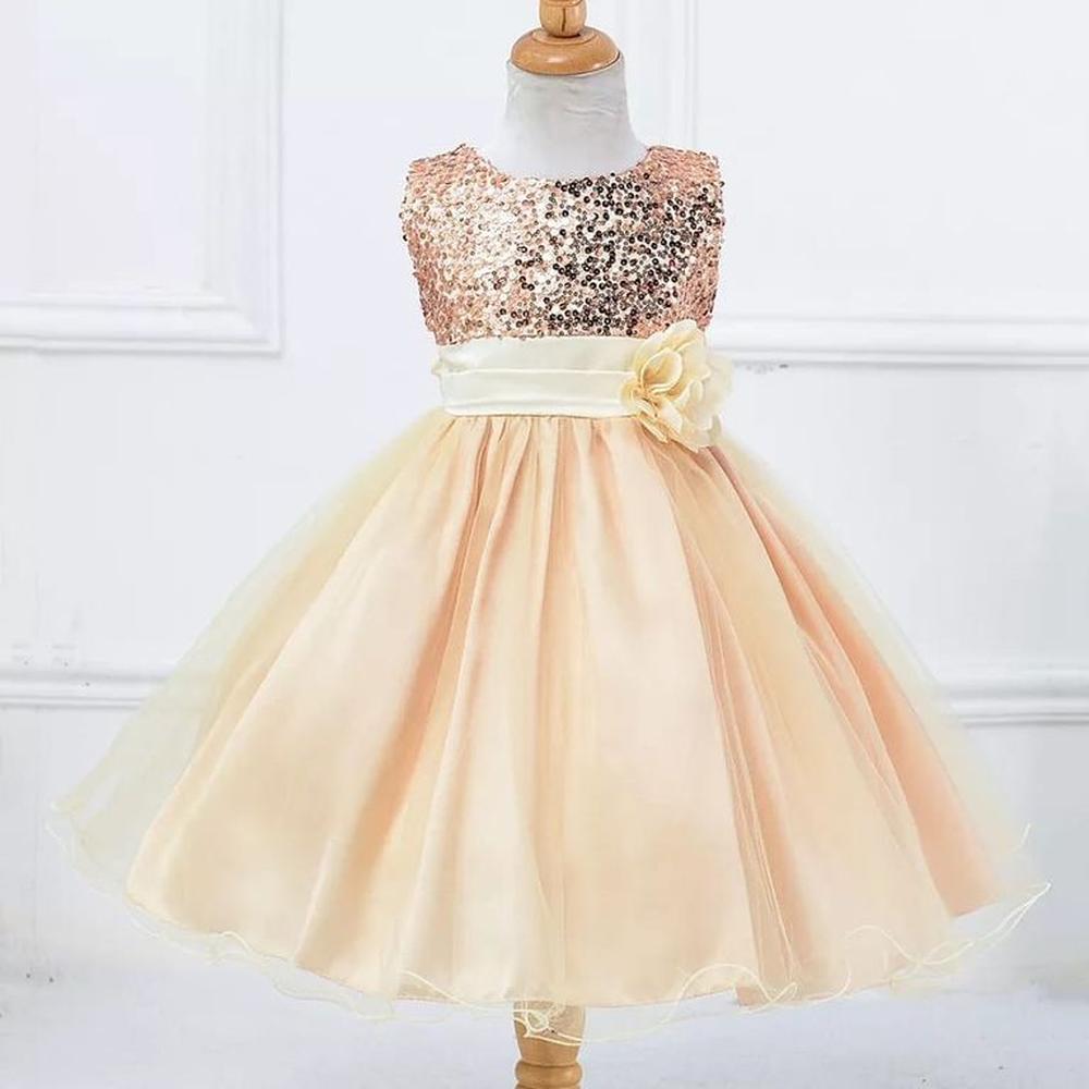 Vestido Niña Bebé Dorado Little Golden Fiesta Cumpleaños - Genieka