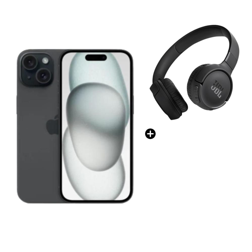 Apple iPhone 15 128GB - Negro 5G más Audífono JBL TUNE 520 Negro