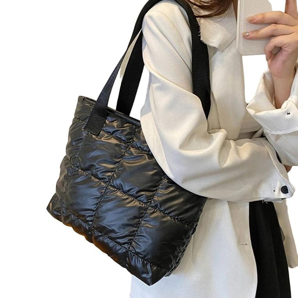 Bolso Tote Bag Negro Hombro Mano Puffer Shopper  Mujer Navidad Genieka