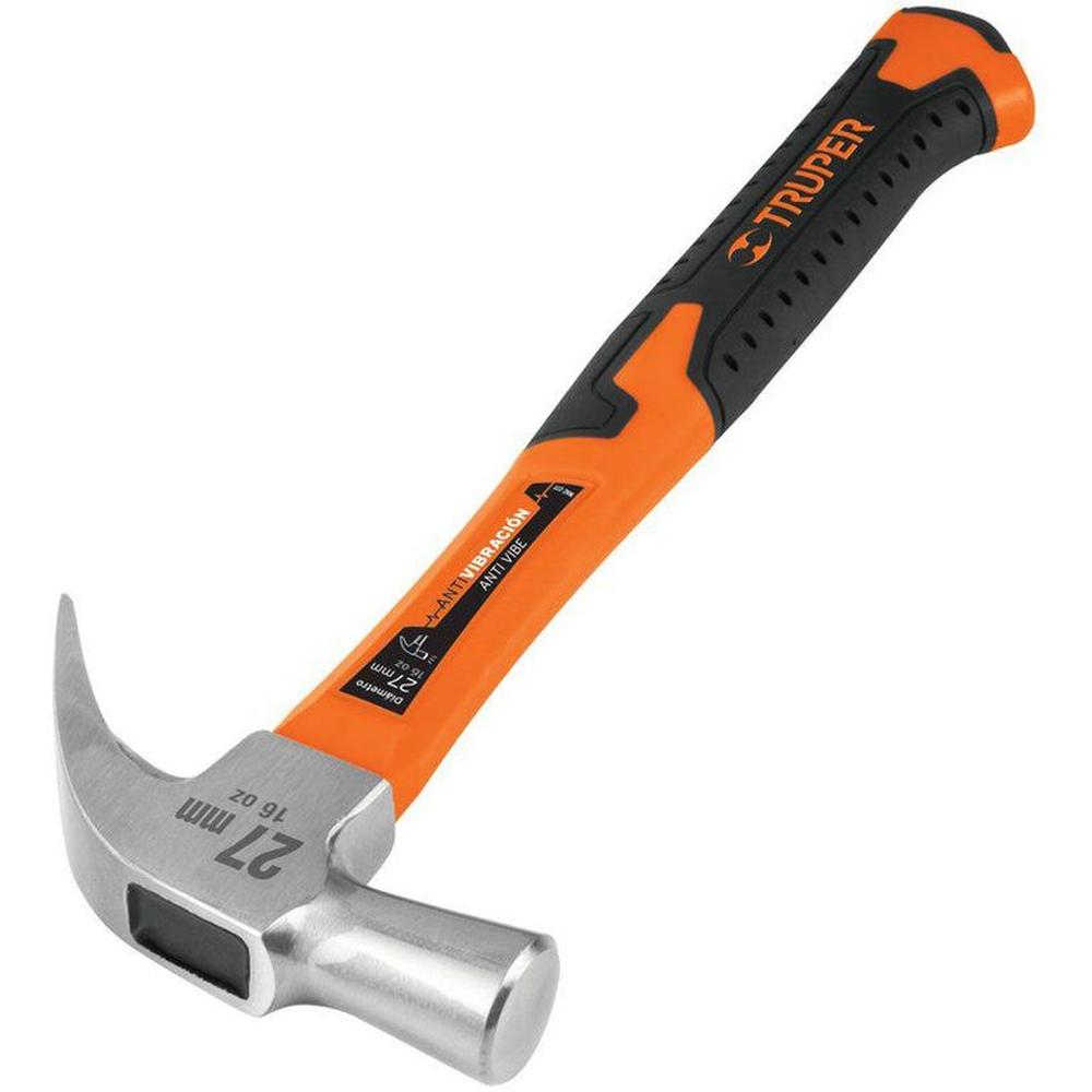 Martillo Mango Fibra Vidrio 16 Onz. Truper 10851 - Negro / Naranja