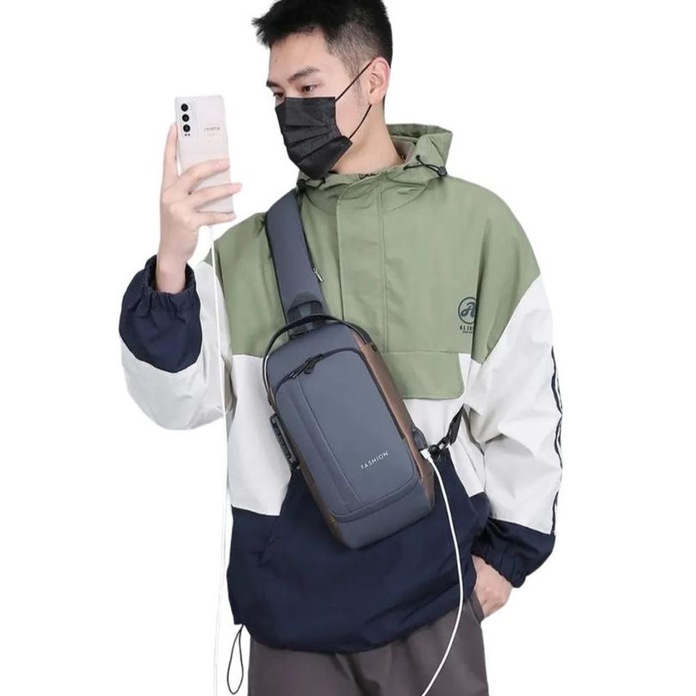 Mochila Morral Antirrobo Candado Clave Plomo/marrón USB Bolso Genieka.