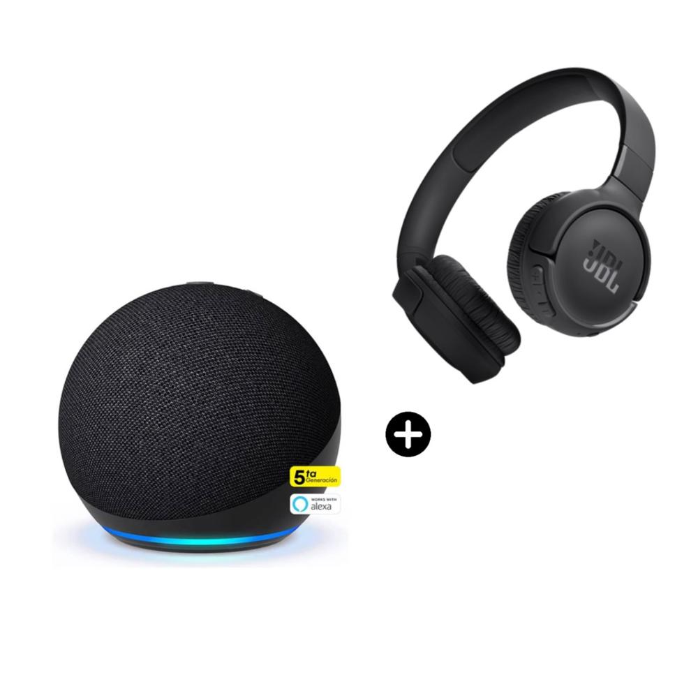 Parlante Inteligente Amazon con Alexa EchoDot 5 Negro más Audifono JBL TUNE 520 BT Negro