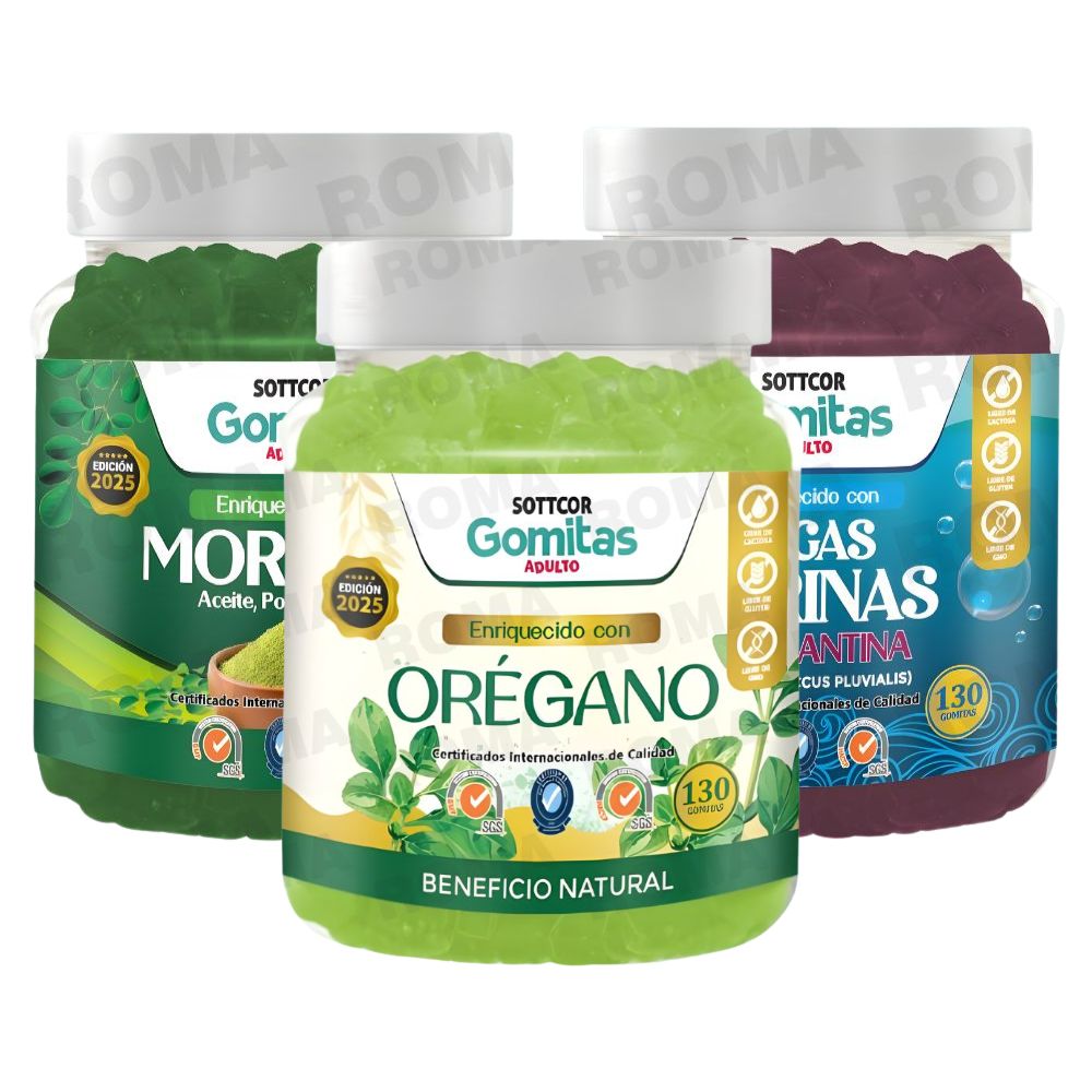 PACK 3 GOMITAS MORINGA + ALGAS MARINAS + ORÉGANO SOTTCOR