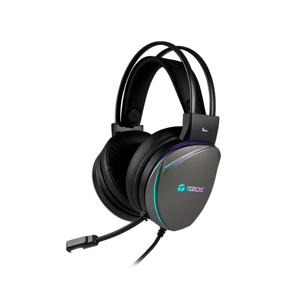 Auriculares Gaming TEROS TE-8170N 7 1 con Micrófono y Luces RGB  Negro Descripción