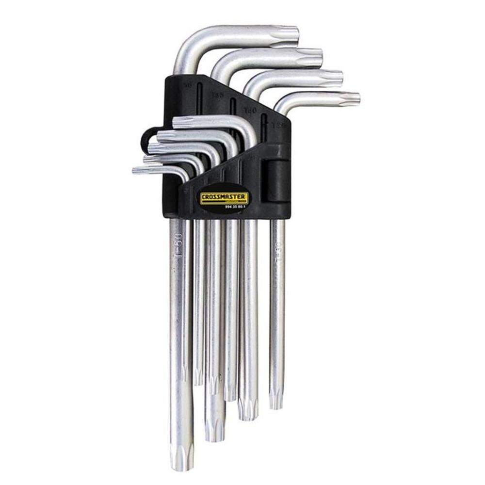 Juego Llaves Torx L x 9 Pzas Largas Crossmaster (T10-T50) - Gris