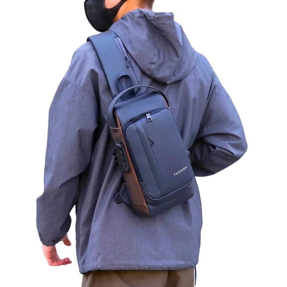 Bolso Morral Antirrobo Candado Clave Azulmarrón USB Mochila Genieka. Bolso Morral Antirrobo Candado Clave Azulmarrón USB Mochila Genieka.