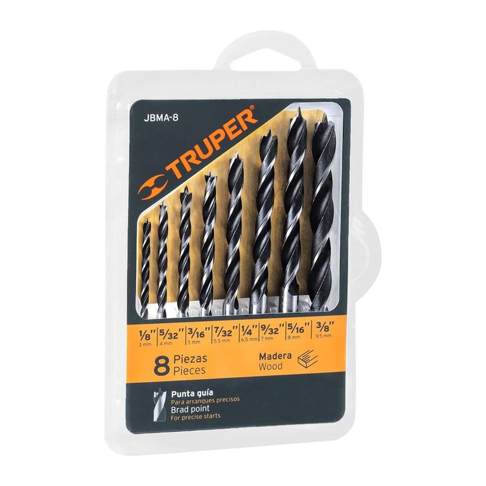 Set Brocas Para Madera x 8 pzas Truper 11338 - Negras