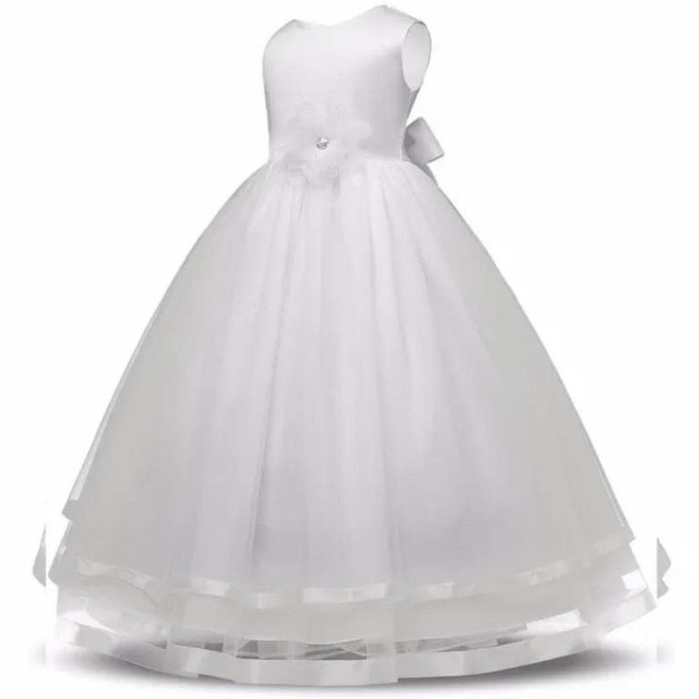 Vestido White Niña Little Girl White Largo Bautizo Cumpleaños