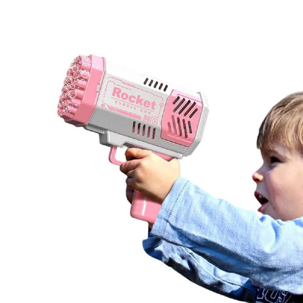 Pistola Burbujas 40 Agujeros Luz Led Día del Niño Genieka Rosado y Blanco Pistola Burbujas 40 Agujeros Luz Led Día del Niño Genieka Rosado y Blanco