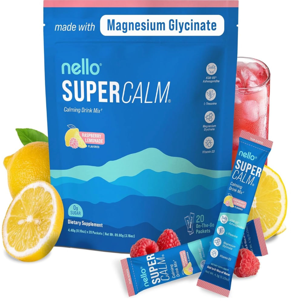 Nello SuperCalm Calming Drink Mix Sabor Raspberry Lemonade