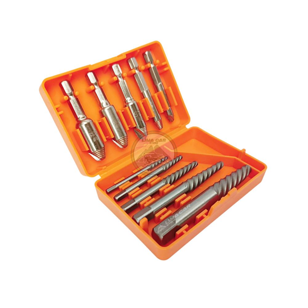 Kit de 10 Extractores de pernos y tornillos Rotos