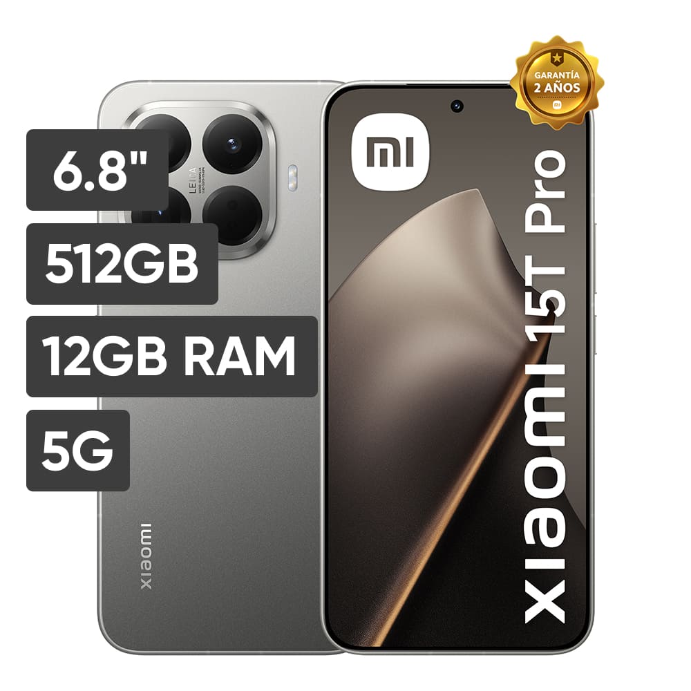 Smartphone XIAOMI 15T Pro 6.8"" 12GB 512GB Leica 50MP + 50MP + 12MP Gris