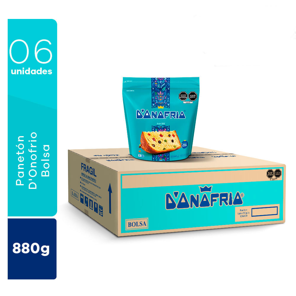 Panetón D'ONOFRIO Bolsa 880g Paquete 6un Panetón D'ONOFRIO Bolsa 880g Paquete 6un