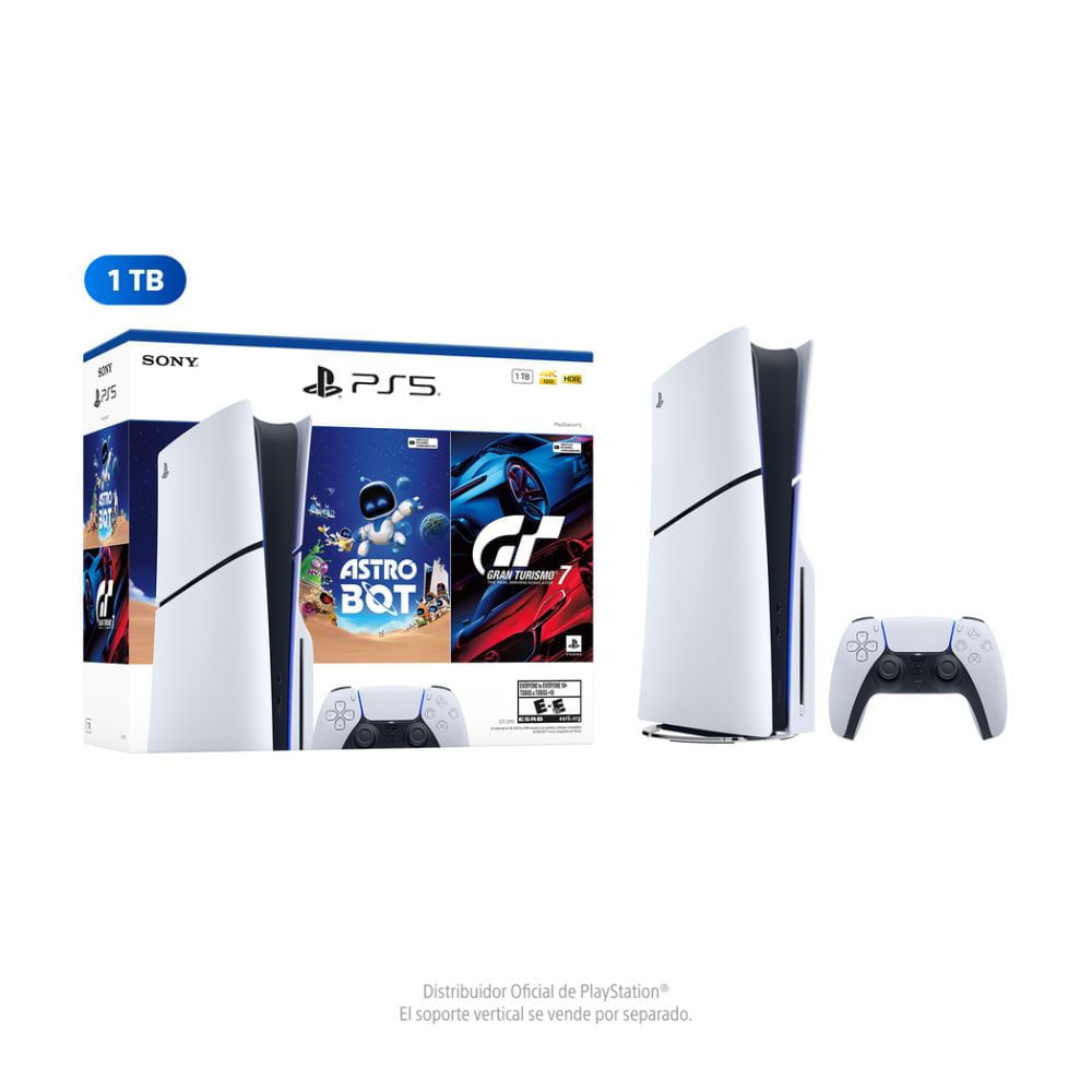 Consola Ps5 Playstation 5 Slim Standard con Lector Bundle + Astro Bot y Gran Turismo 7