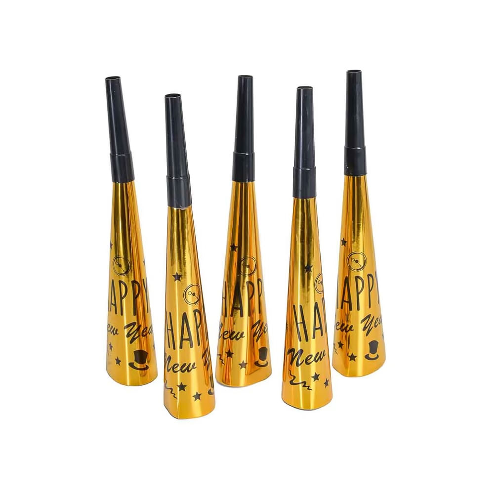 HAPPY NEW YEAR - Set de 6 cornetas dorado happy new year 1
