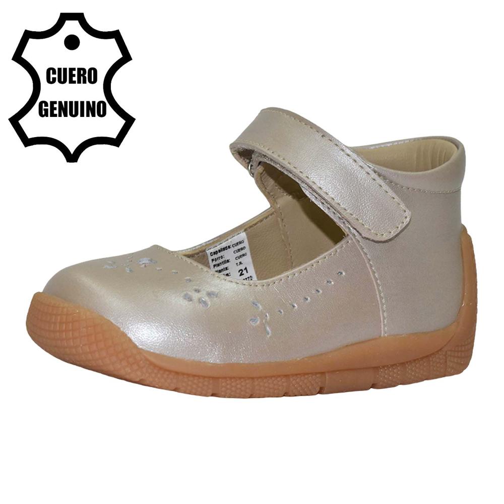 Zapato Pibe Para Niña Bruno Kids De Cuero Aluminio