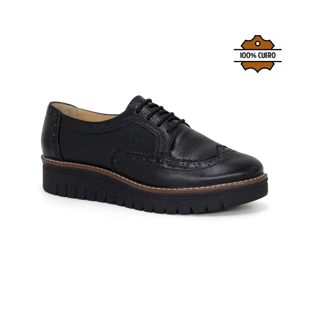 Zapatos Oxford Cuero Mujer Par&ss KA25Q4-YELY NEGRO 37