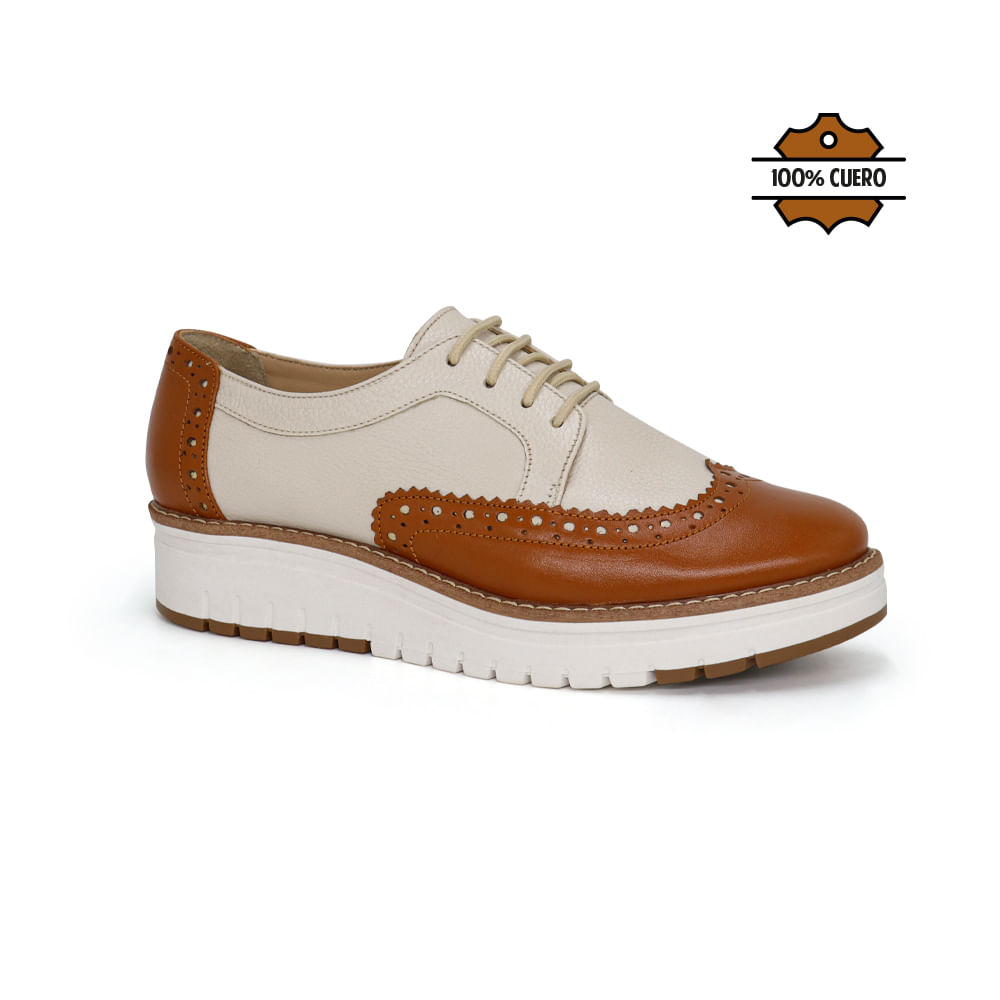 Zapatos Oxford Cuero Mujer Par&ss KA25Q4-YELY NATURAL/HUESO 39