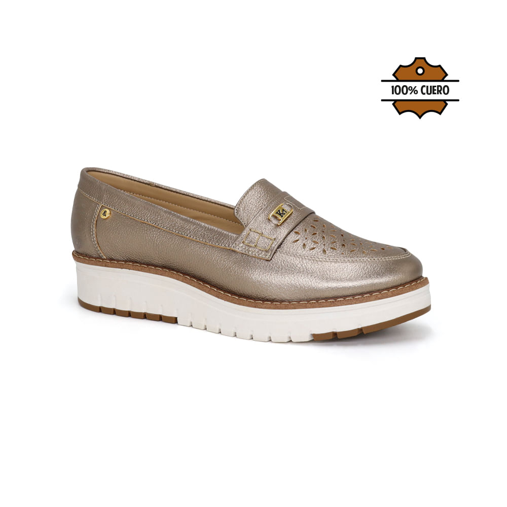 Mocasines Casuales Mujer Par&ss KA25-KALIKA PLATINO ORO 35