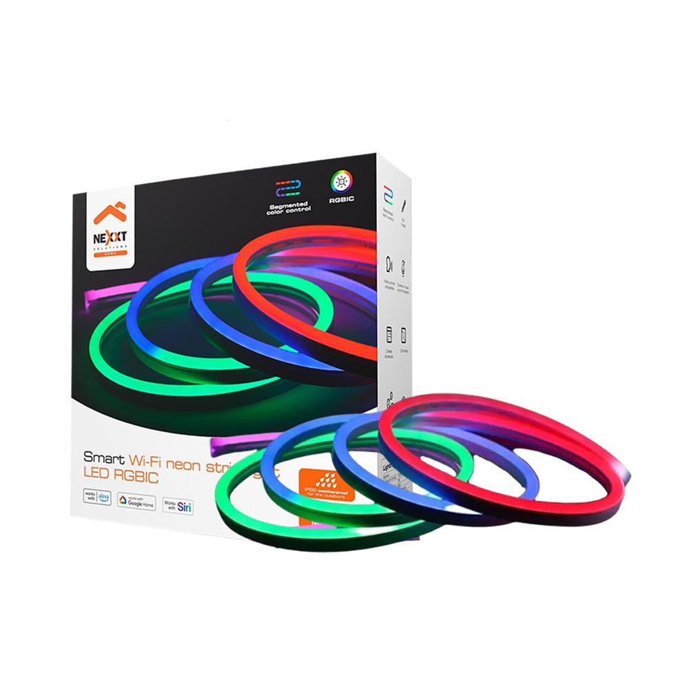 Cinta luz neón LED Nexxt NHB-S616 Smart RGBIC Brillo Regulable Control de color IP65